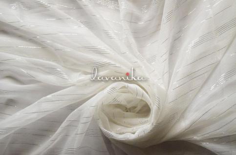 4 Line Silver Zari Work Lines on Dyeable Chiffon Fabric DnoCFN4ZARIS